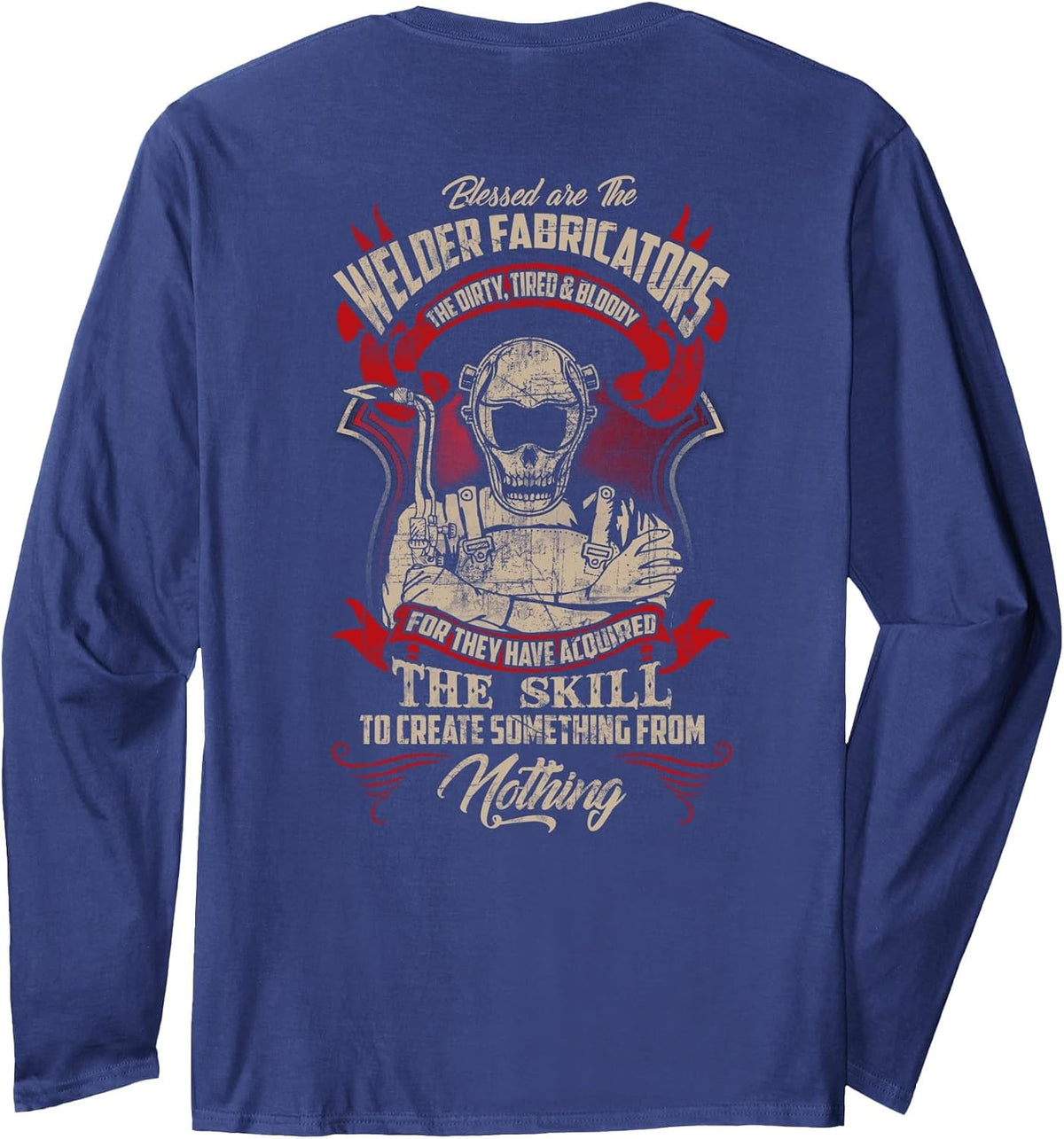 Welder Fabricators Funny Welders Welding Back Long Sleeve T-Shirt - Adult Unisex Navy Blue