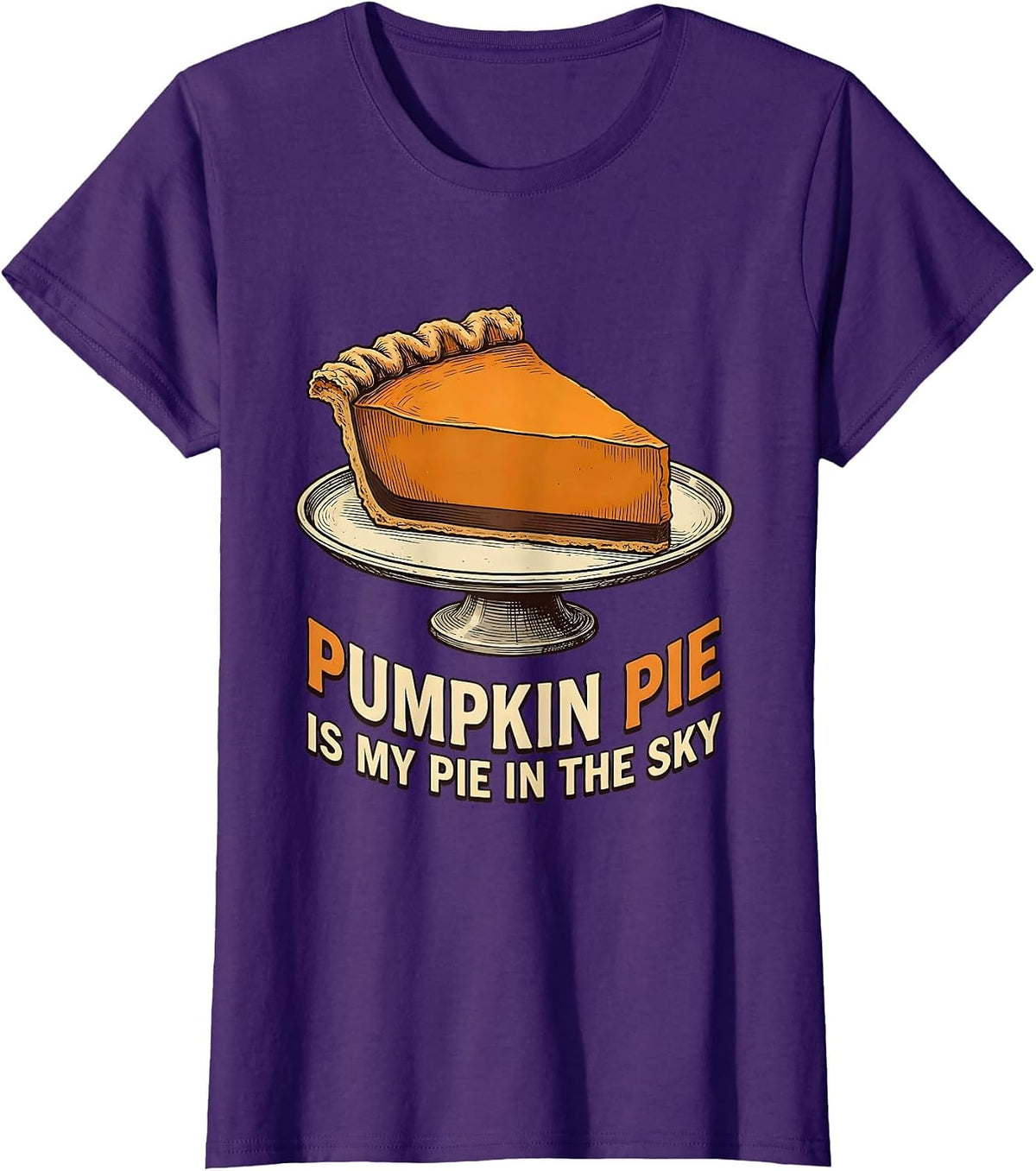 Women's Pumpkin Pie Is My Pie In The Sky Vintage Funny Thanksgiving T-Shirt - Purple