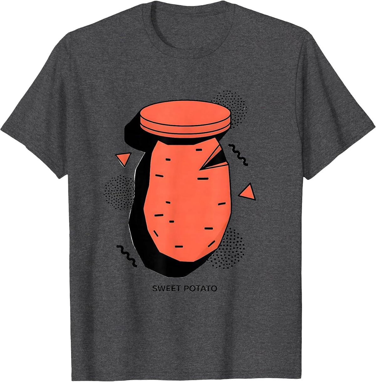 Men's Sweet Potato Memphis Postmodern Funny Grouchy Potato Couple T-Shirt - Dark Heather Grey