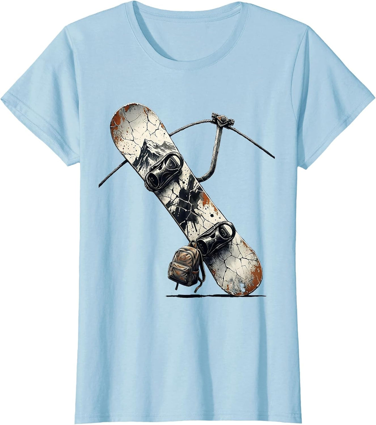 Cracked Snowboard Silhouette Funny Snowboarder Gift T-Shirt - Baby Blue
