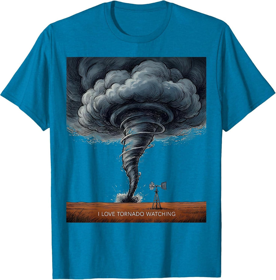 I Love Tornado Watching Enthusiast Storm Chaser Weather T-Shirt - Sapphire Blue