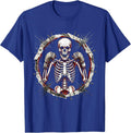 Skeleton Boxer Taped Fists Fighting Graphic T-Shirt - Royal Blue