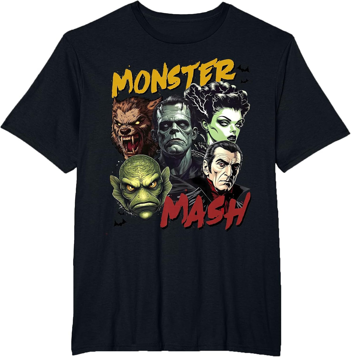 Horror Scary Monster Lover Vampire Frankenstein Halloween T-Shirt - Black