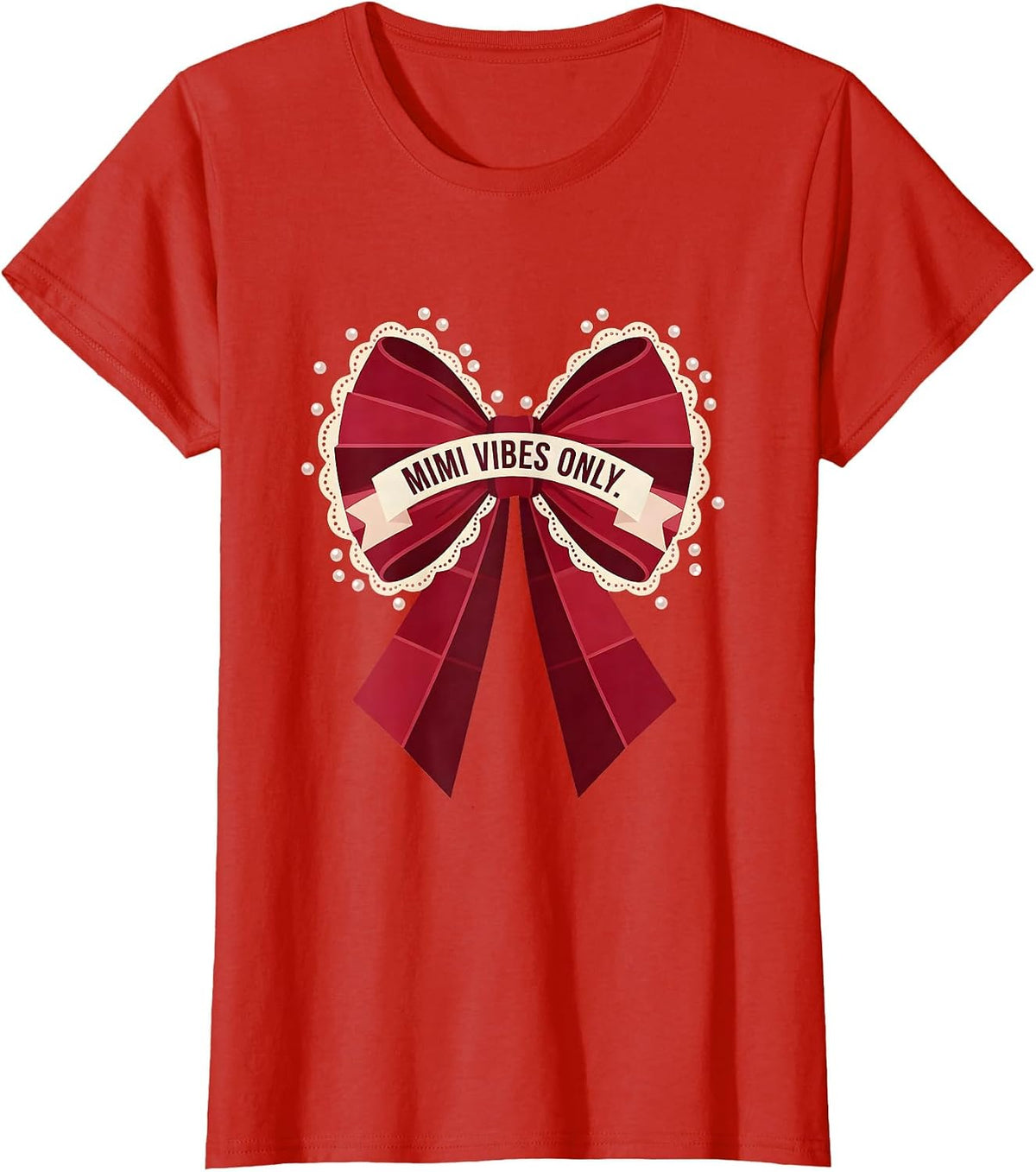 Mimi Vibes Only Grandma Life Design T-Shirt - Red