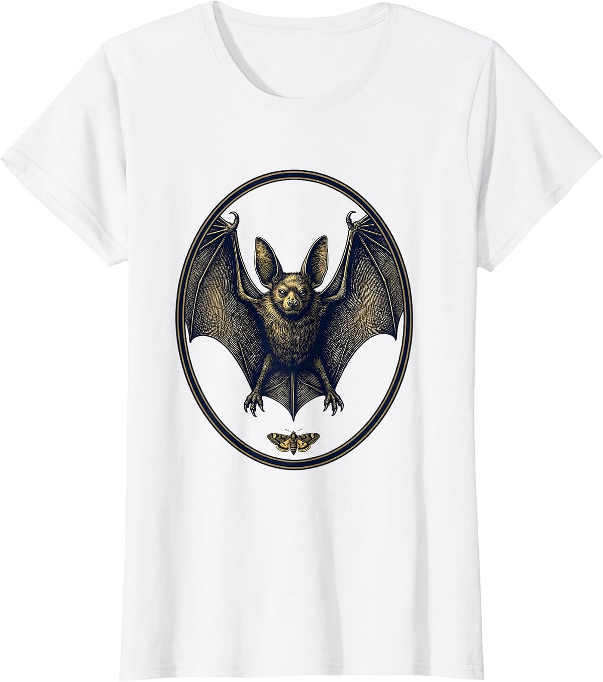 Bat Crest Vintage Nature Bat Lover Halloween T-Shirt - White
