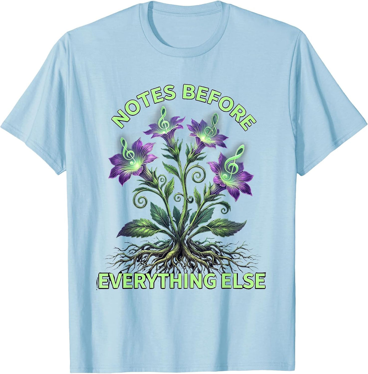 Men's Notes Before Everything Else Music Teacher Design T-Shirt - Baby Blue