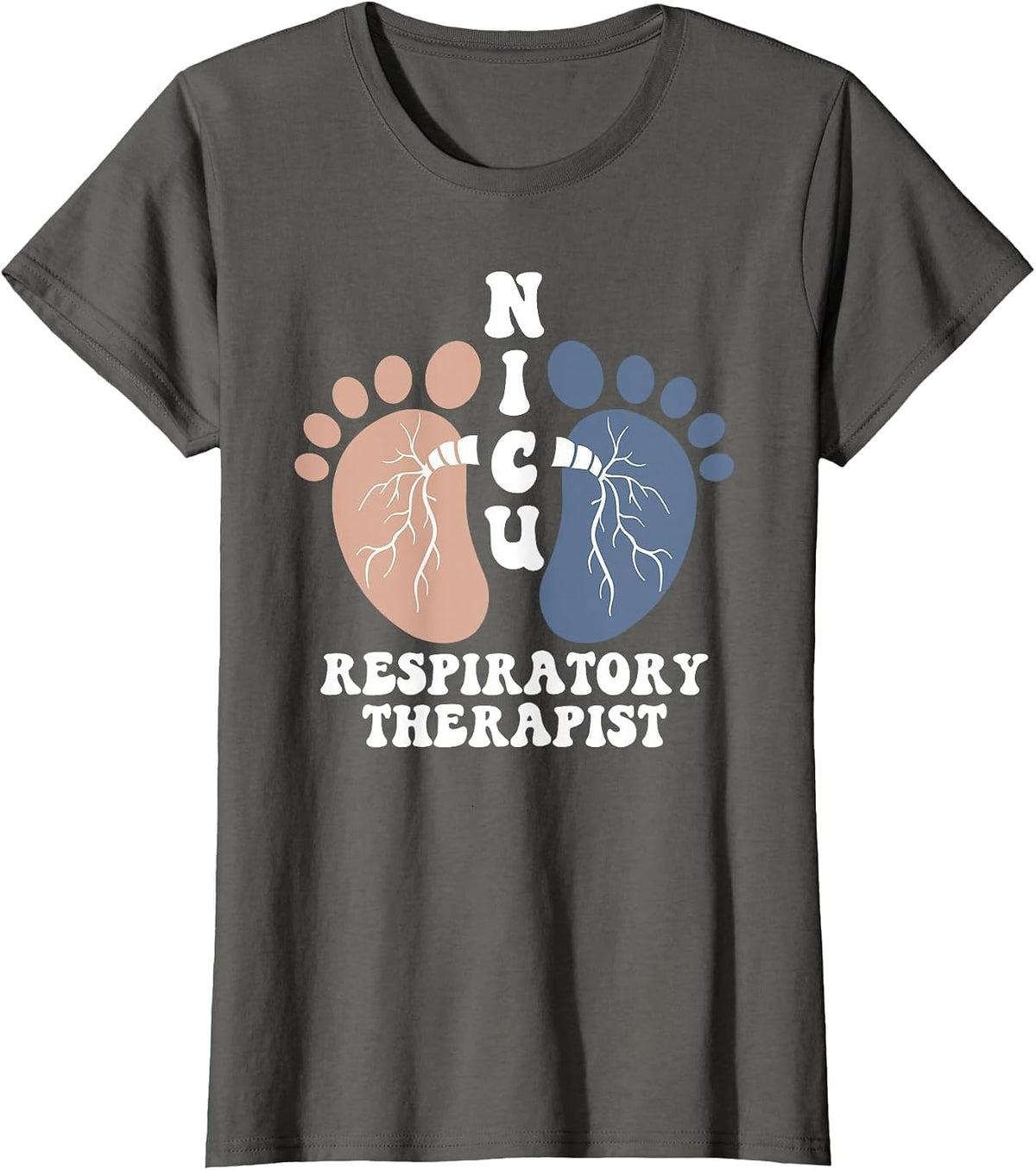 Nicu Respiratory Therapist RrT Care Credential Lung Squad T-Shirt - Asphalt Grey