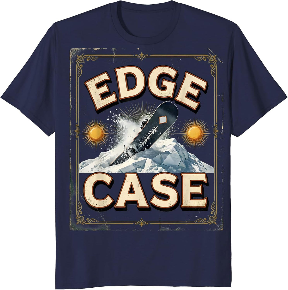Men's Edge Case Vintage Snowboarder Ski Lover Winter Humor T-Shirt - Navy Blue