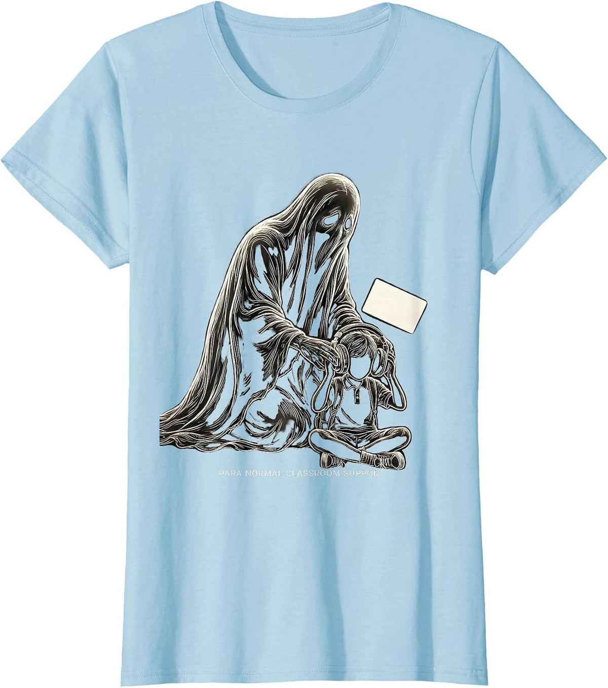 Women's Para Normal Classroom Support Funny Ghost Paraprofessional T-Shirt - Baby Blue