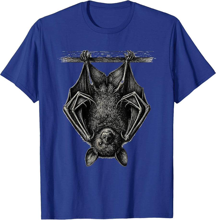 Bat Heart Silhouette Bat Lover Gothic Vintage T-Shirt - Royal Blue
