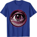 Eye Through Torn Fishnets Graphic Design T-Shirt - Royal Blue