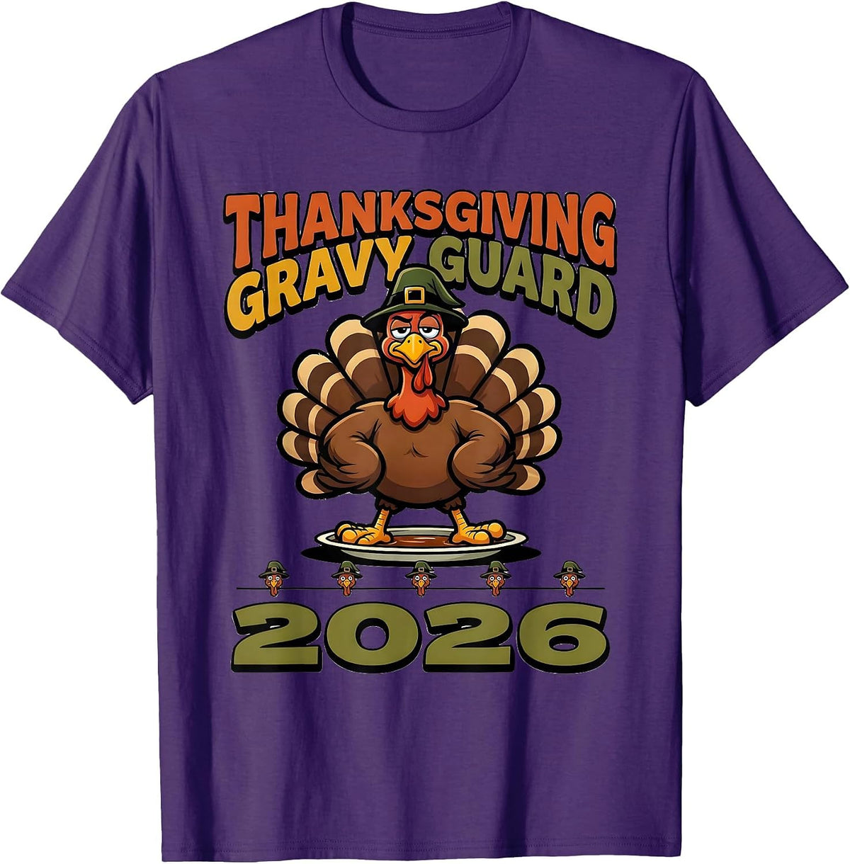 Thanksgiving Gravy Guard 2026 Funny Turkey Family Holiday T-Shirt - Purple
