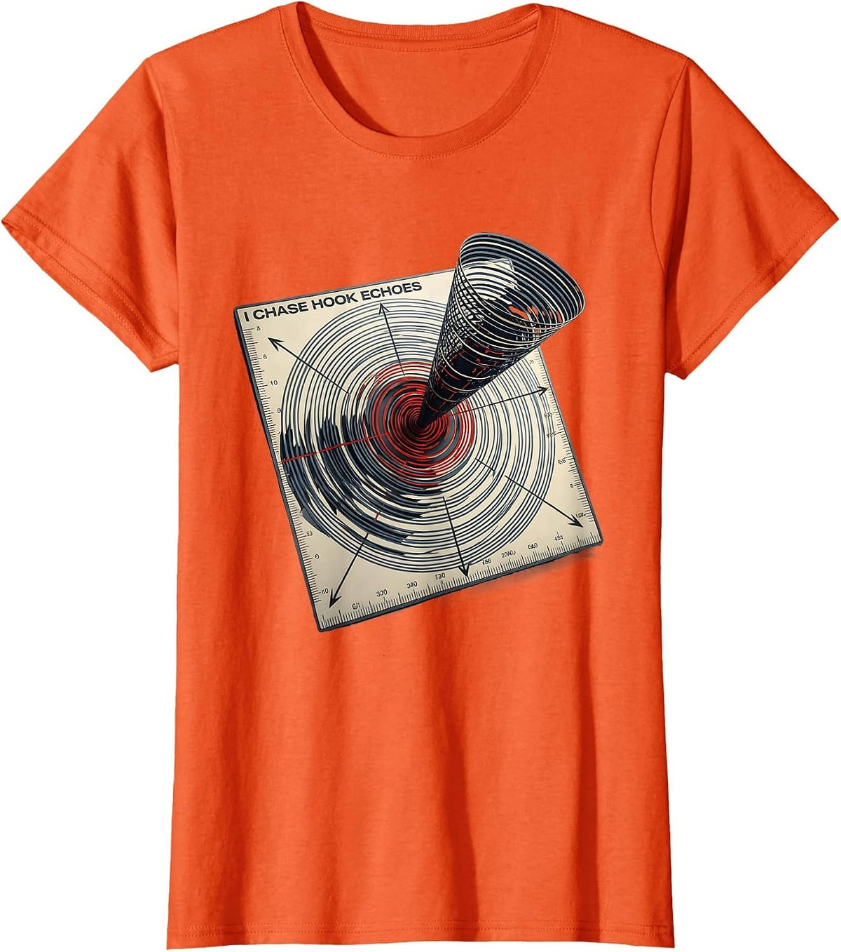 I Chase Hook Echoes Futurist Dynamism Storm Chaser T-Shirt - Orange