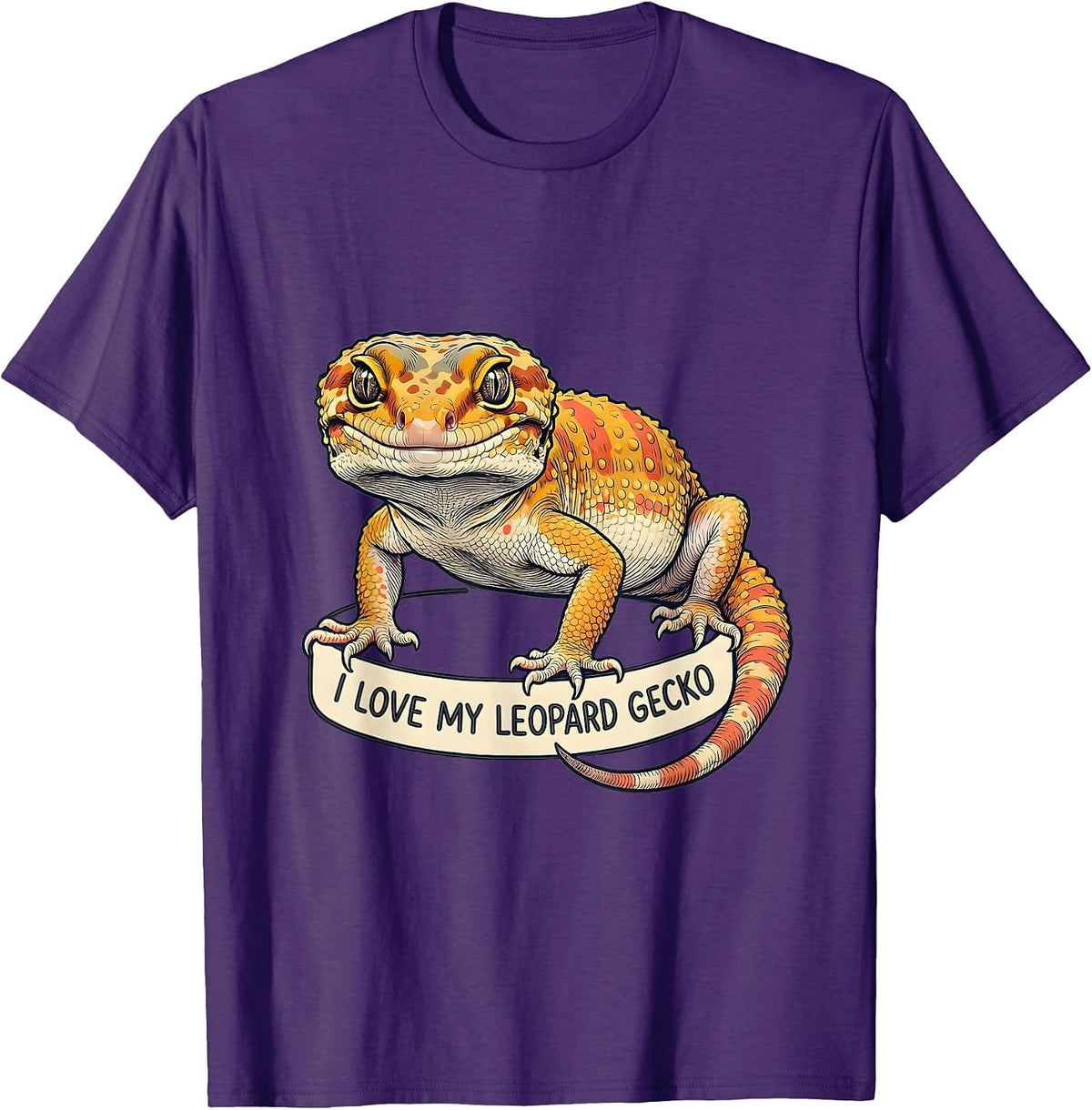 Men's I Love My Leopard Gecko Reptile Lover Herpetology Enthusiast T-Shirt - Purple