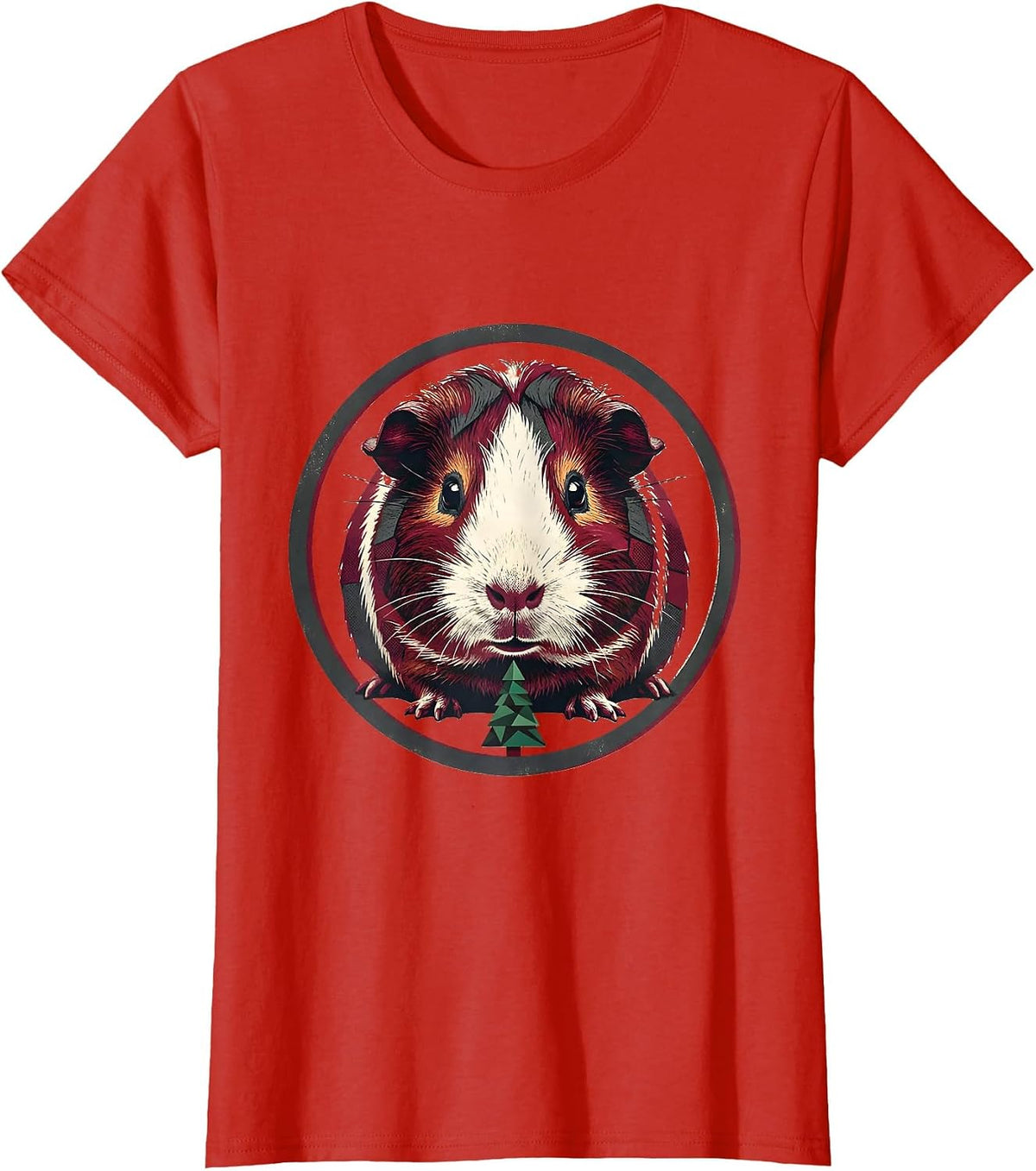 Guinea Pig Christmas Pet Lover Whimsical Holiday T-Shirt - Red