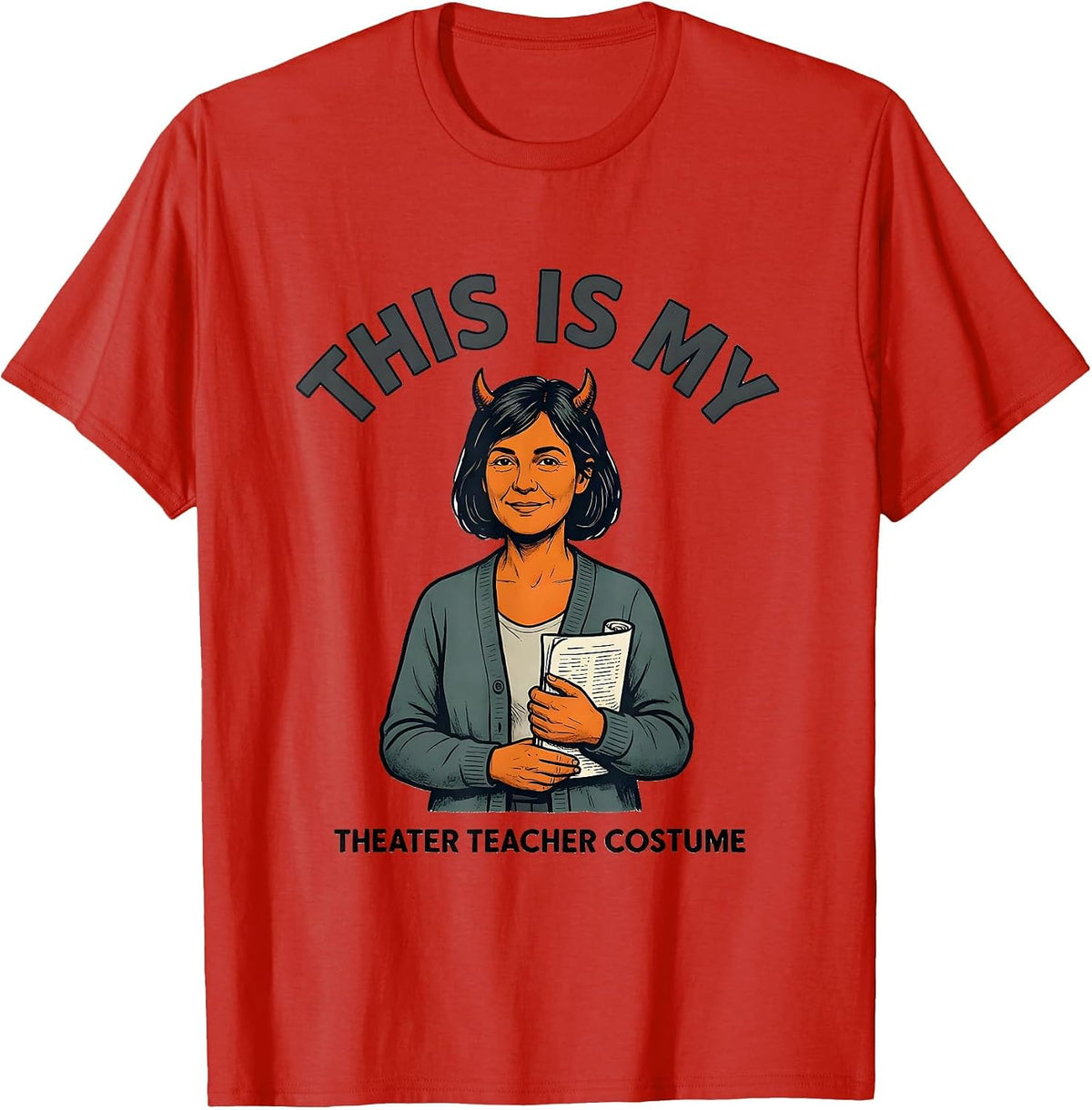 Men's This Is My Theater Teacher Costume Funny Halloween Costume T-Shirt - Red