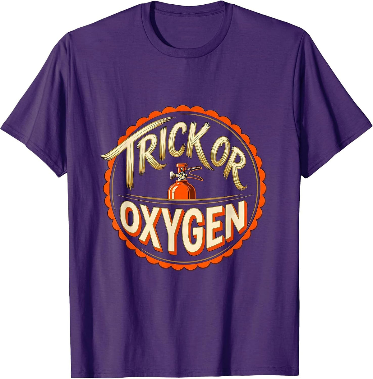 Men's Trick Or Oxygen Funny Respiratory Therapist Halloween Shift T-Shirt - Purple