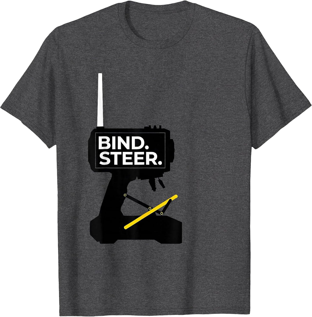 Bind. Steer Swiss International RC Car Racing Drag Racing T-Shirt - Dark Heather Grey