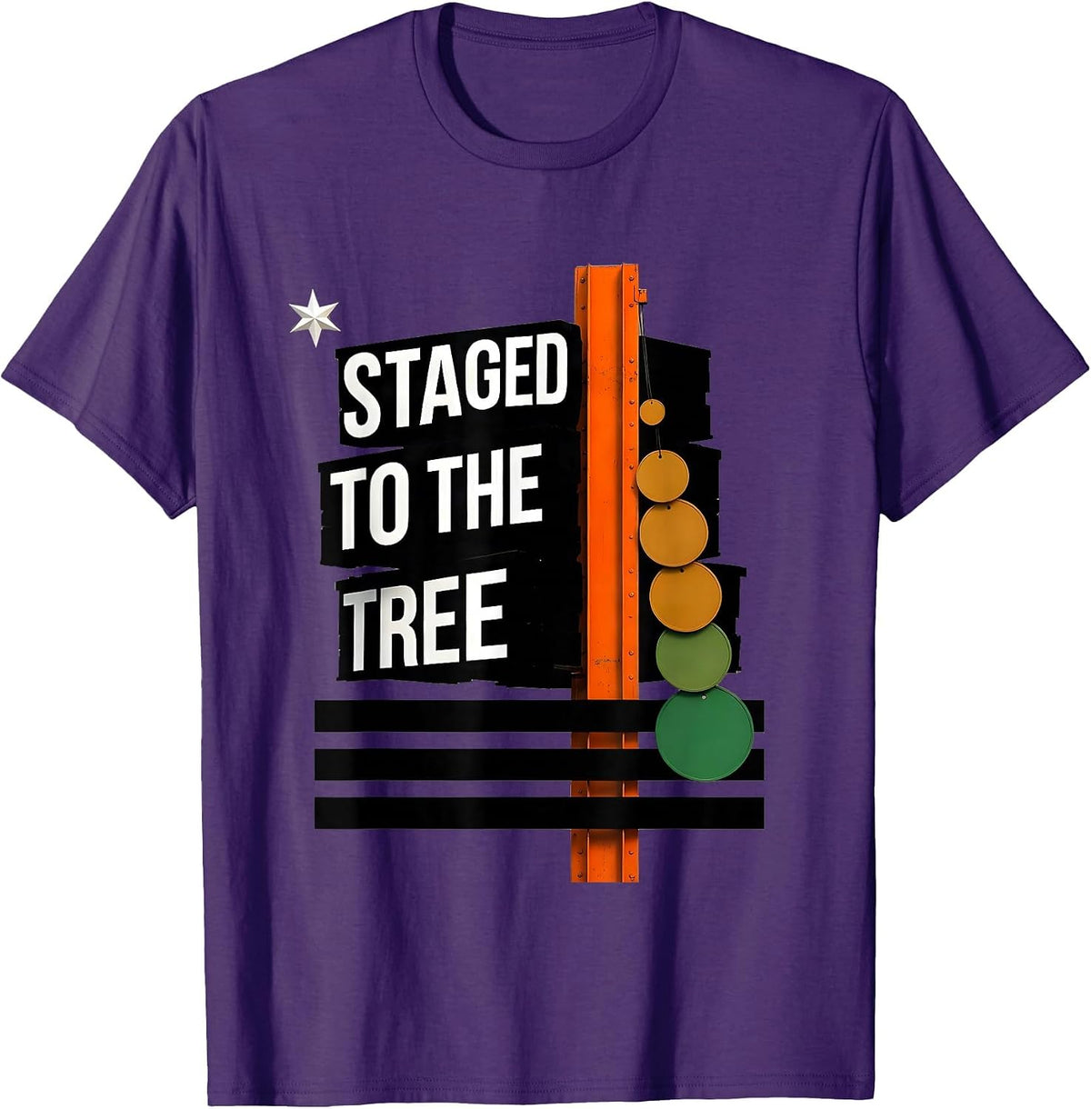 Staged To The Tree Brutalist Graphic American Flag RC Racing T-Shirt - Purple
