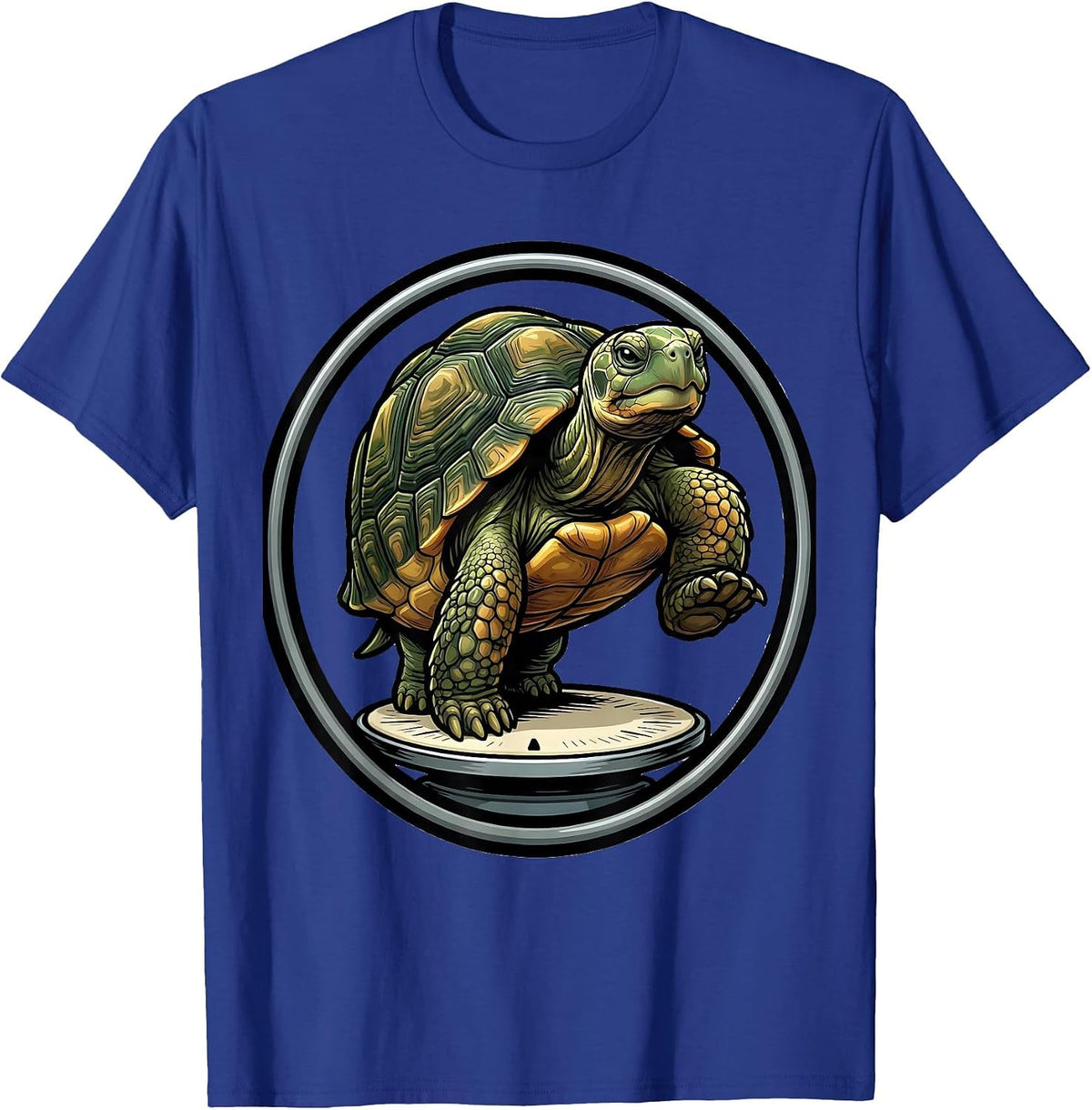 Sealed Tortoise Badge Cartoon Turtle Lover Humor T-Shirt - Royal Blue