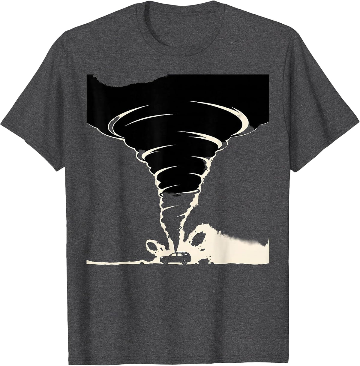 Men's Tornado Storm Chaser Silhouette Meteorology Enthusiast T-Shirt - Dark Heather Grey