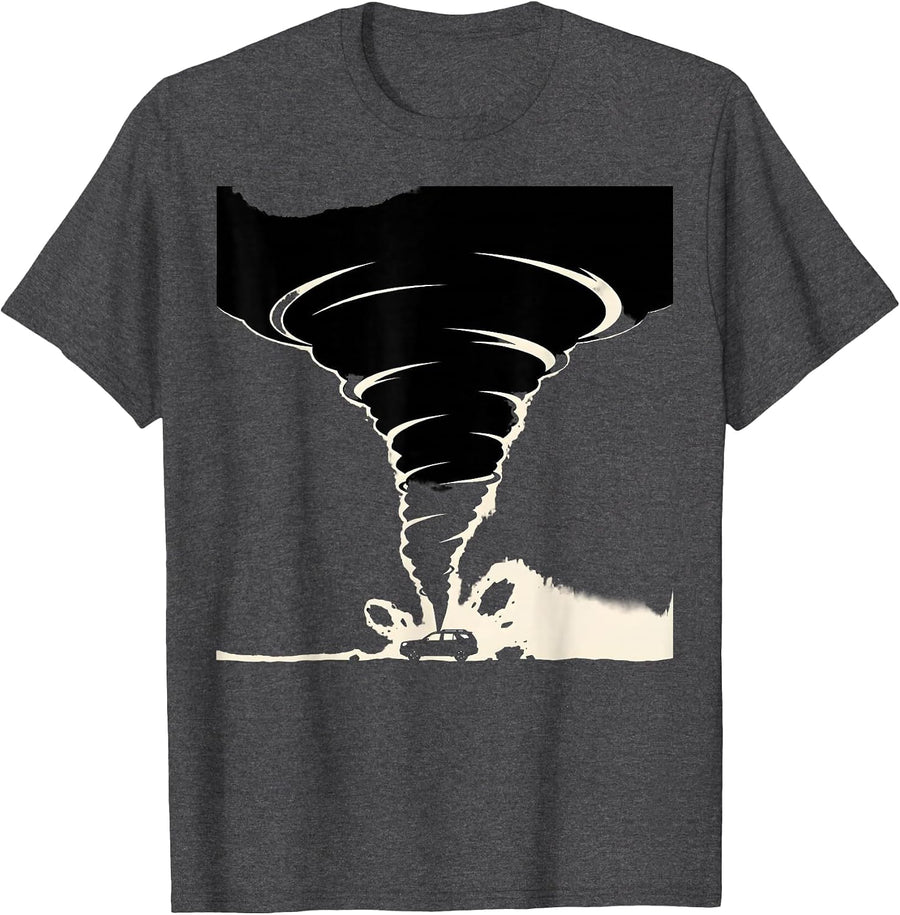 Men's Tornado Storm Chaser Silhouette Meteorology Enthusiast T-Shirt - Dark Heather Grey