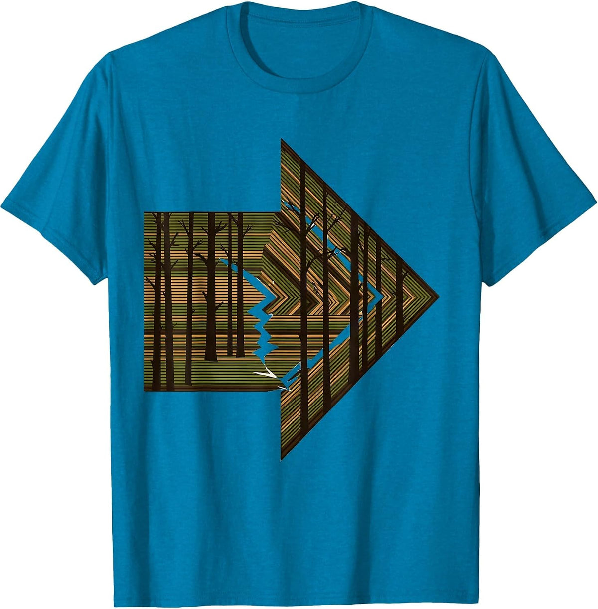Camo Arrow Through Pine Forest Graphic T-Shirt - Sapphire Blue