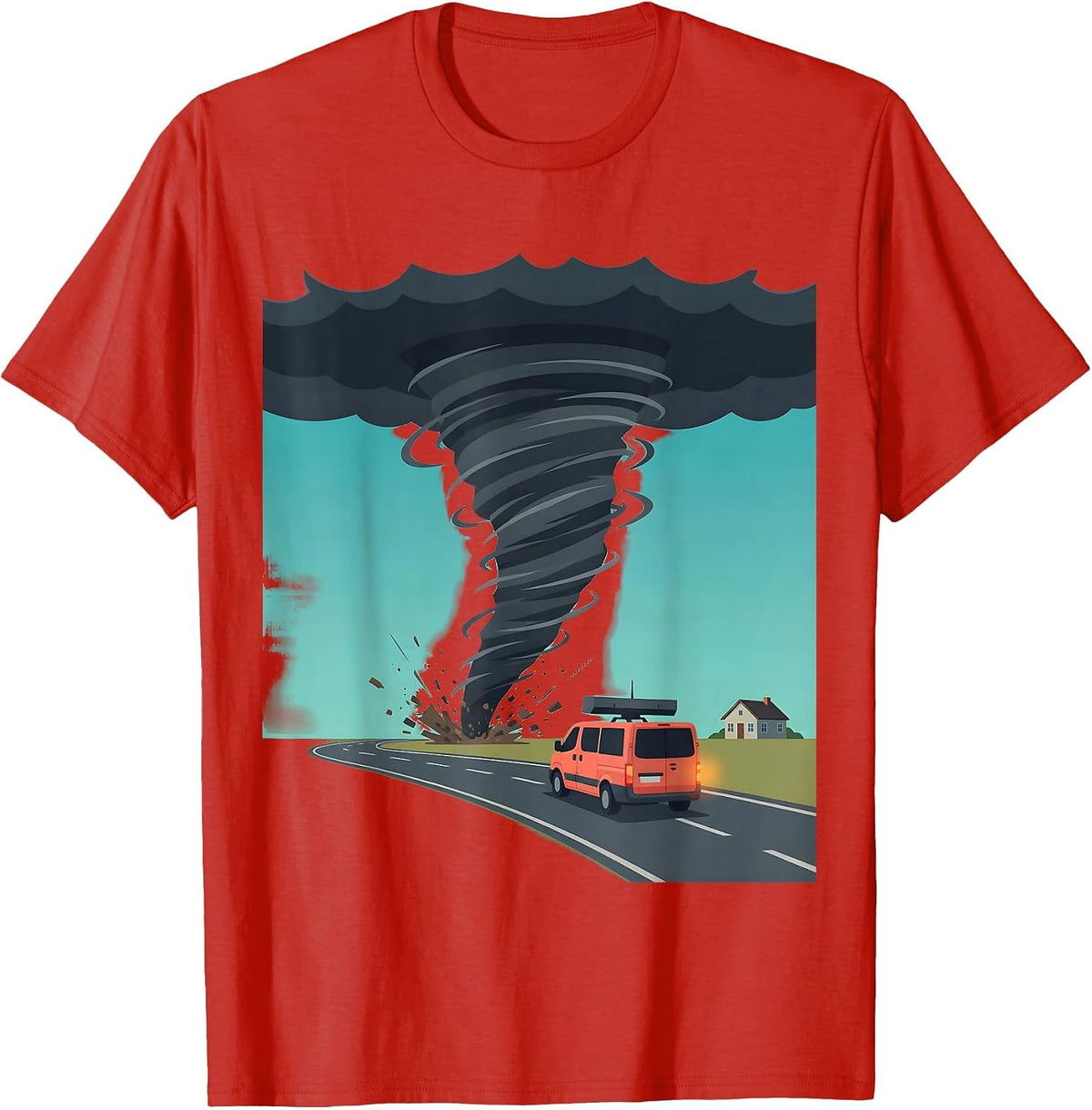 Tornado Funnel Storm Chaser Meteorology Enthusiast T-Shirt - Red