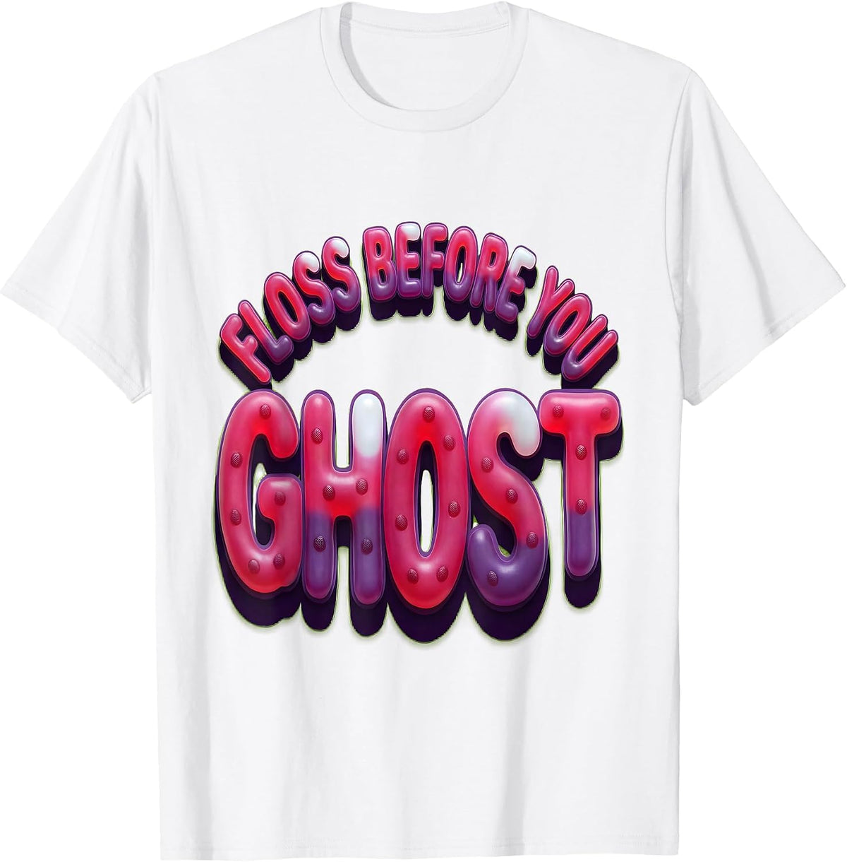 Men's Floss Before You Ghost Dental Halloween Design T-Shirt - White