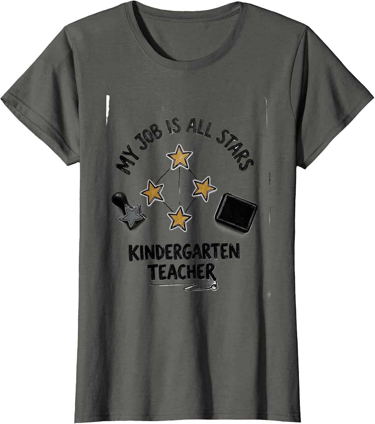 Women's My Job Is All Stars Kindergarten Teacher Funny T-Shirt - Asphalt Grey