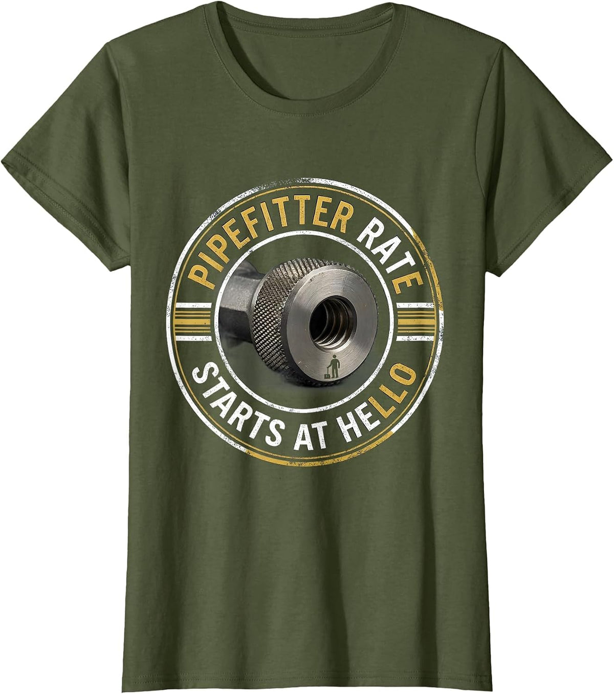 Women's Pipefitter Rate Starts At Hello Funny Sarcastic Plumbing T-Shirt - Olive Green