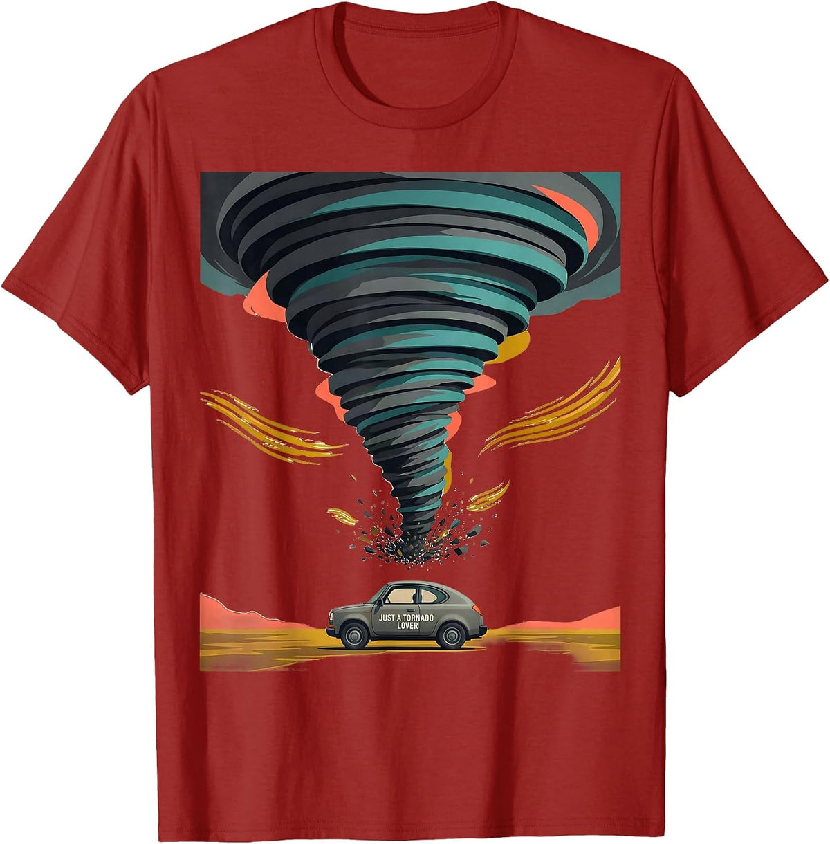 Men's Just A Tornado Lover Midcentury Modern Storm Chaser T-Shirt - Cranberry Red