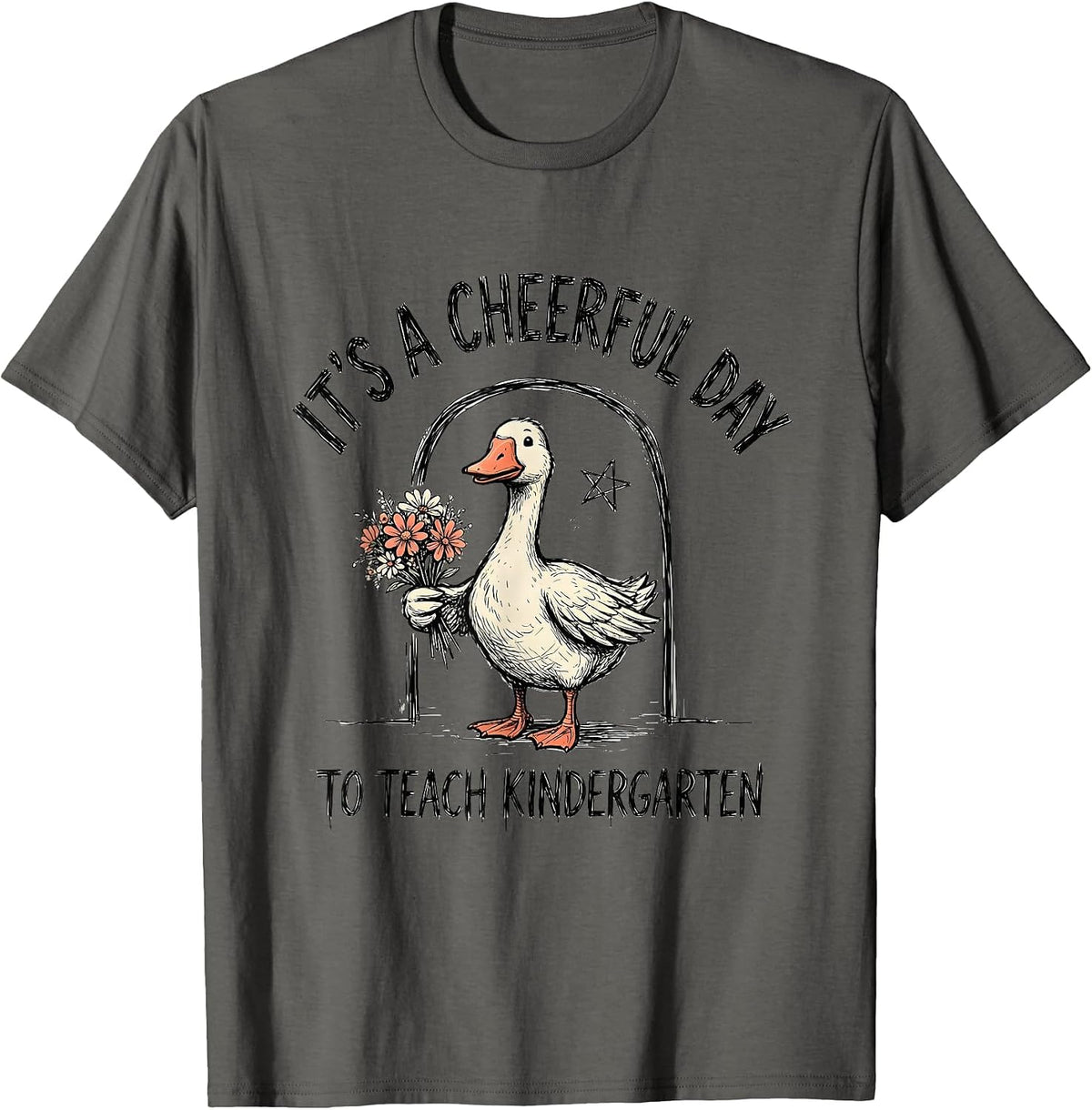 Men's It's A Cheerful Day To Teach Kindergarten Teacher T-Shirt - Asphalt Grey