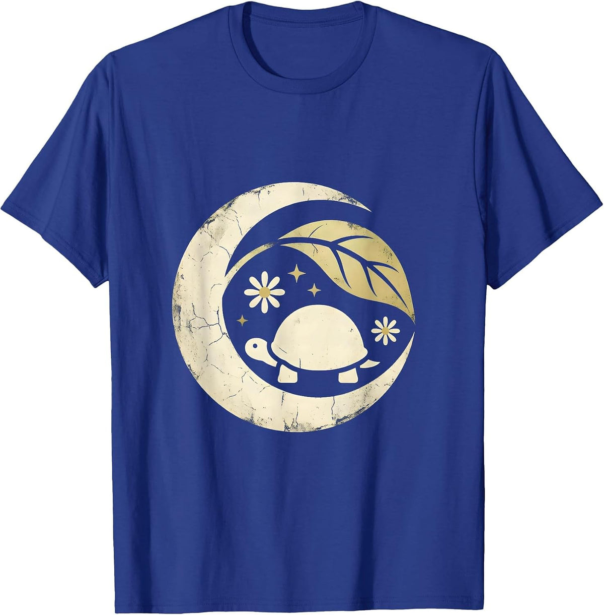 Be Still Tortoise Under Leaf Nature Graphic T-Shirt - Royal Blue