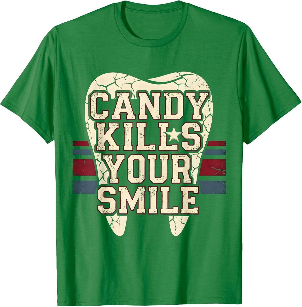Men's Candy Kills Your Smile Dental Halloween Design T-Shirt - Kelly Green
