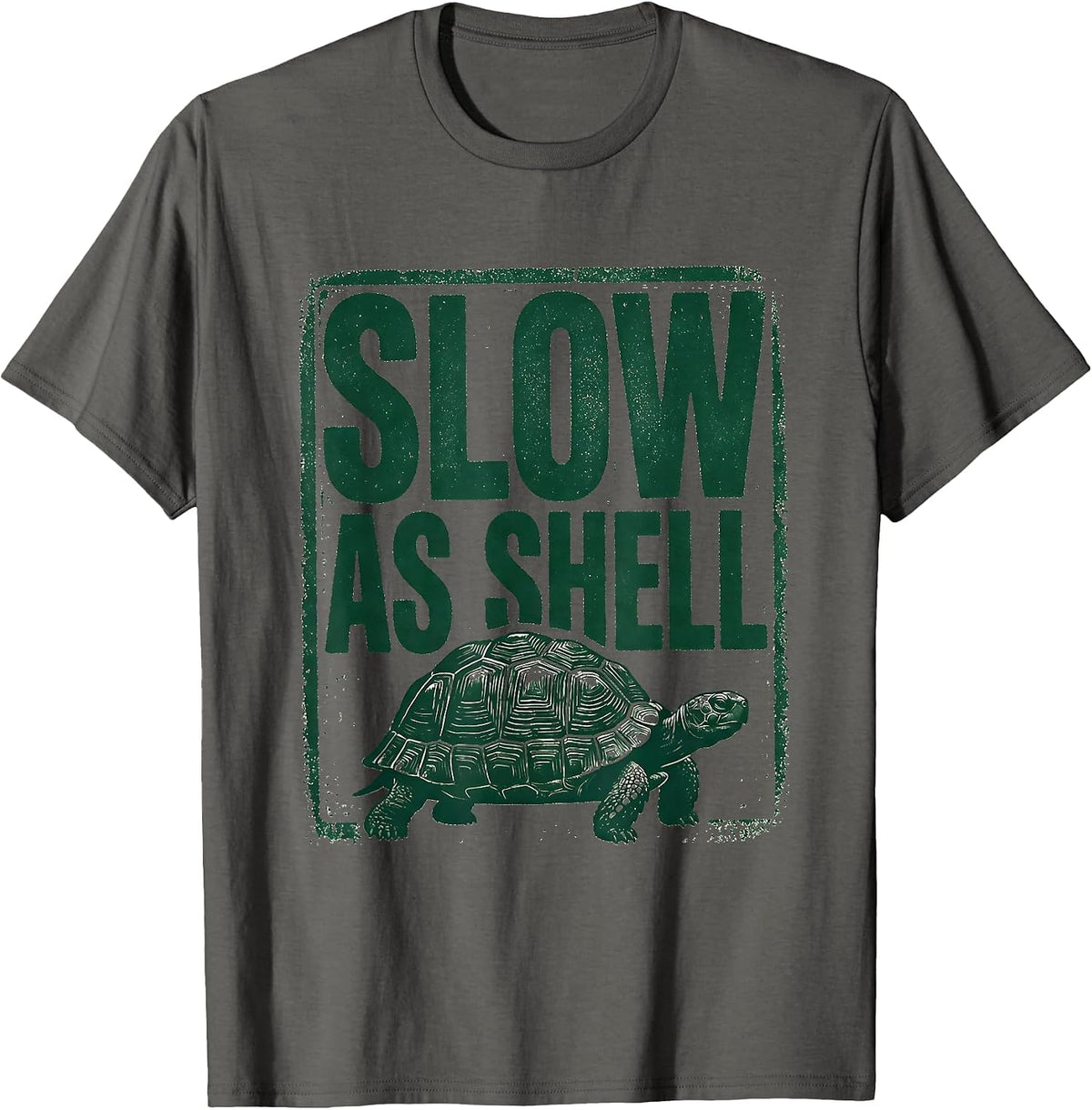 Men's Slow As Shell Rubber Stamp Turtle Lover Funny Tortoise Humor T-Shirt - Asphalt Grey