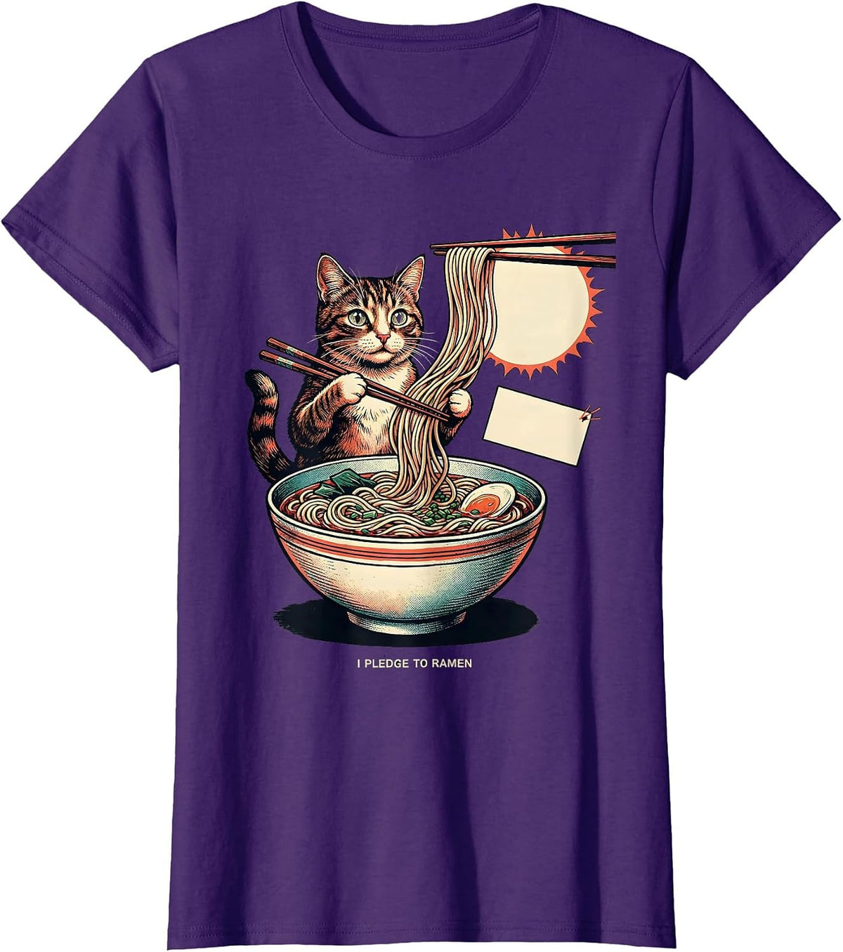 Women's I Pledge To Ramen Funny Cat Anime Kawaii Ramen Lover Gift T-Shirt - Purple