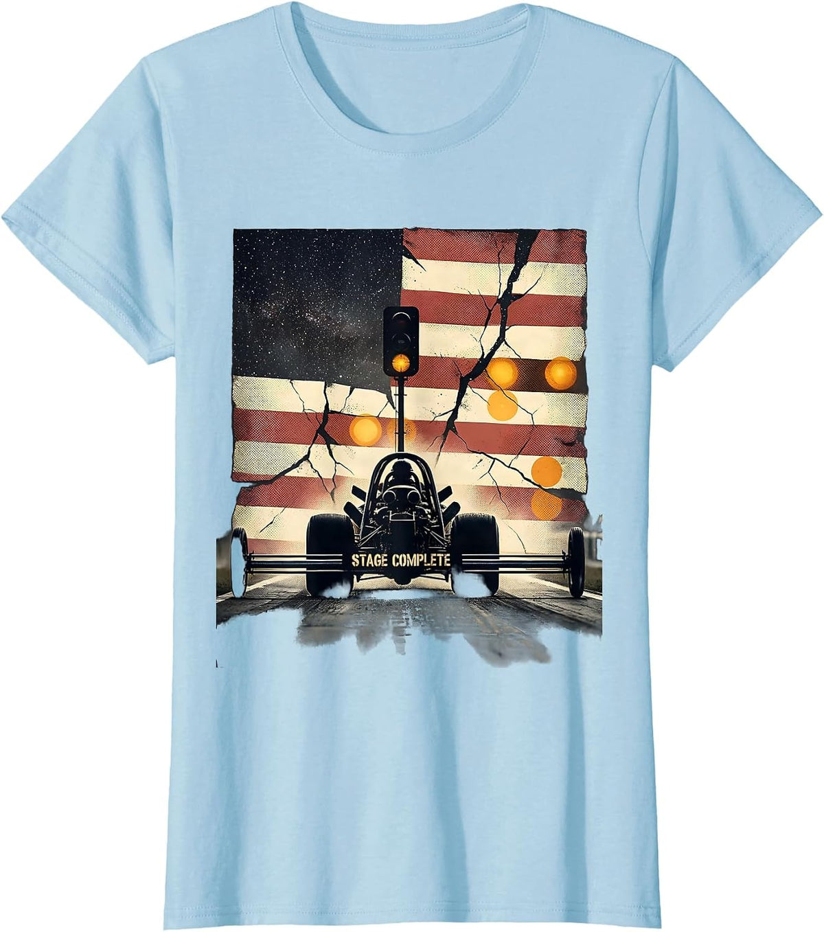 Women's Stage Complete Patriotic RC Car Drag Racing Hobbyist Gift T-Shirt - Baby Blue