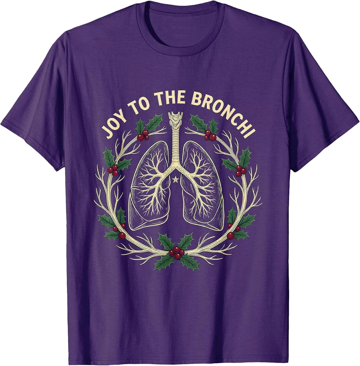 Men's Joy To The Bronchi Funny Respiratory Therapist Christmas T-Shirt - Purple