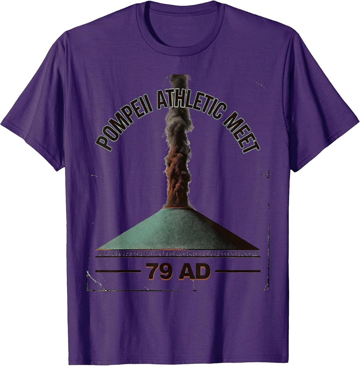 Men's Pompeii Athletic Meet 79 AD Vintage History Volcano Humor T-Shirt - Purple