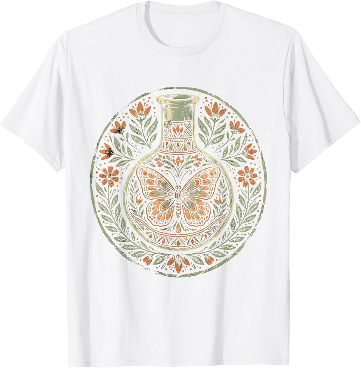 Men's Science Beaker Butterfly Illustration Teacher Gift T-Shirt - White