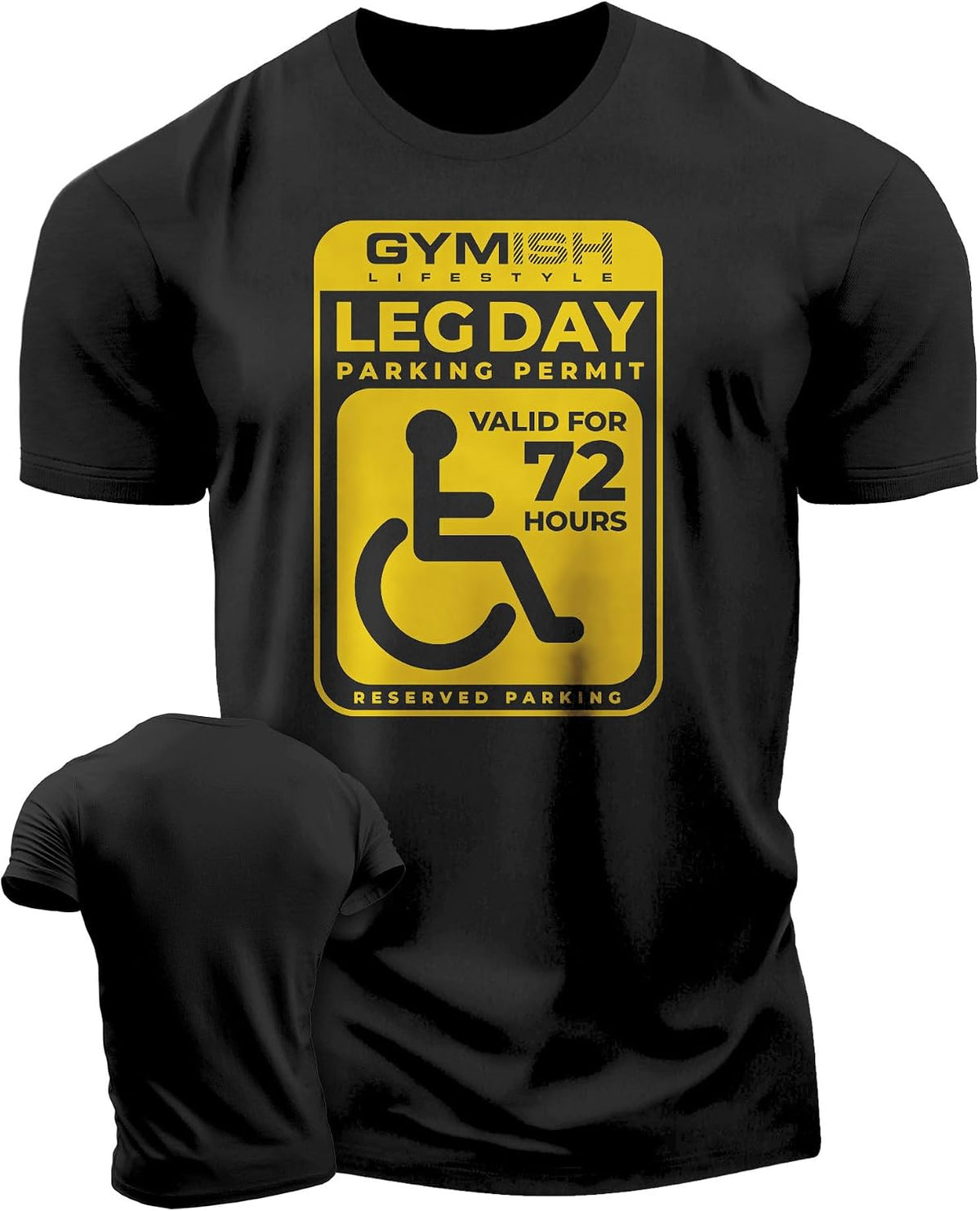 Leg Day Parking Permit Workout T-Shirt, Lifting Gym Shirt Air Freshener Funny Gift Set - Leg Day Permit Black on Black
