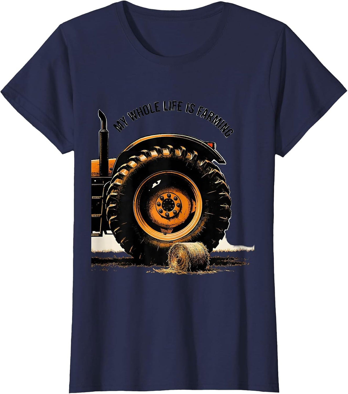 Women's My Whole Life Is Farming Funny Farm Dad Tractor Enthusiast T-Shirt - Navy Blue
