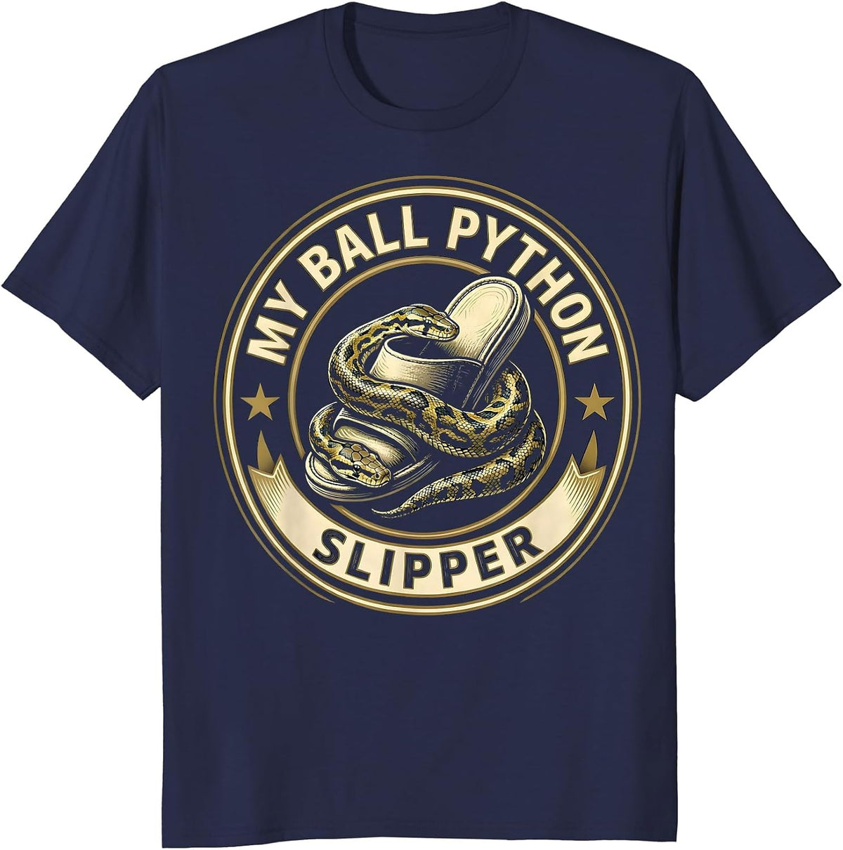 My Ball Python Slipper Funny Reptile Lover Snake Humor T-Shirt - Navy Blue