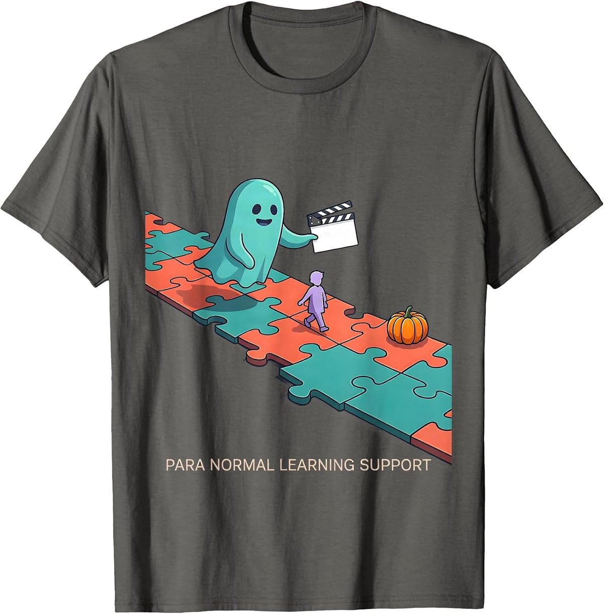 Men's Para Normal Learning Support Funny Ghost Paraprofessional T-Shirt - Asphalt Grey