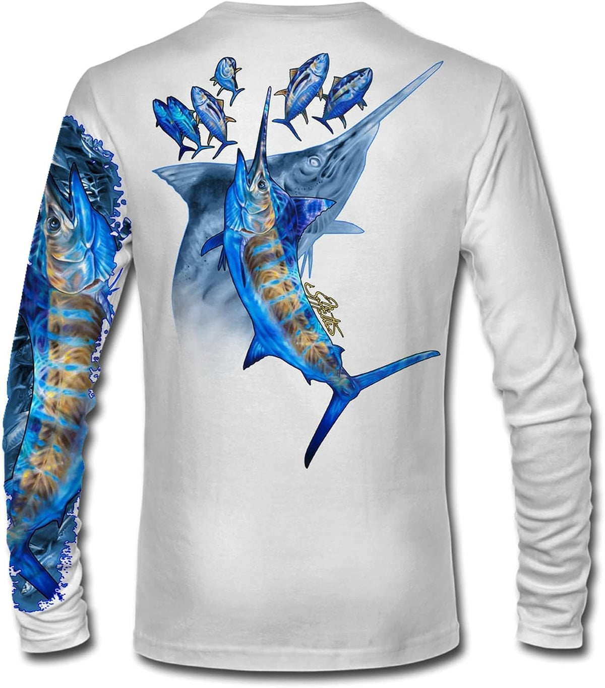 Blue Marlin It High Performance Long Sleeve UPF 50+ Fishing Shirt - White