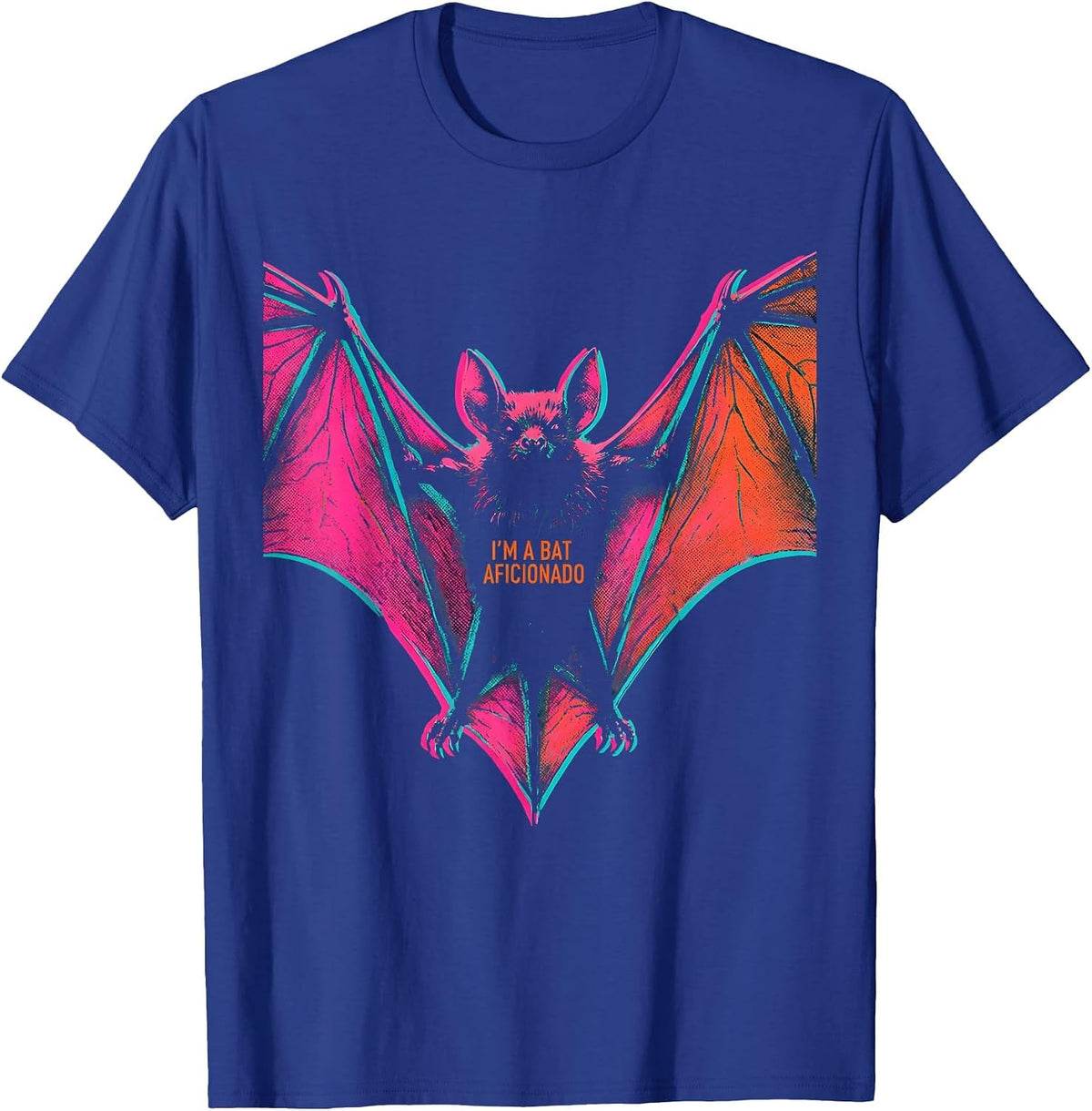 I'm A Bat Aficionado Risograph Bat Lover Halloween Wildlife T-Shirt - Royal Blue