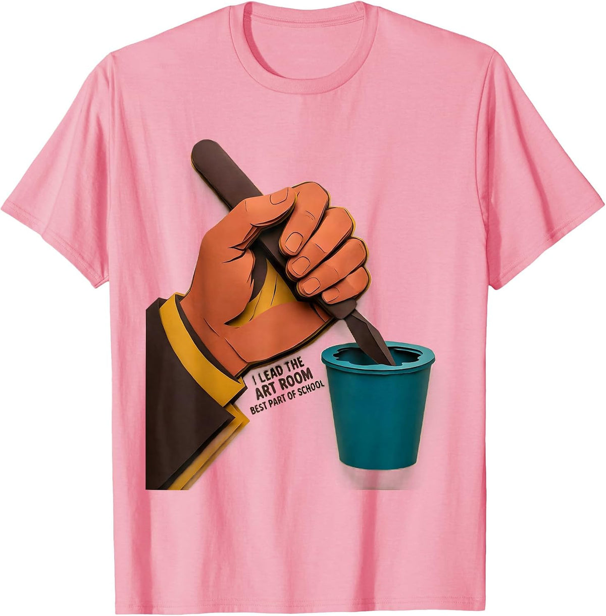 Men's I Lead The Art Room, Best Part Of School Art Teacher T-Shirt - Pink