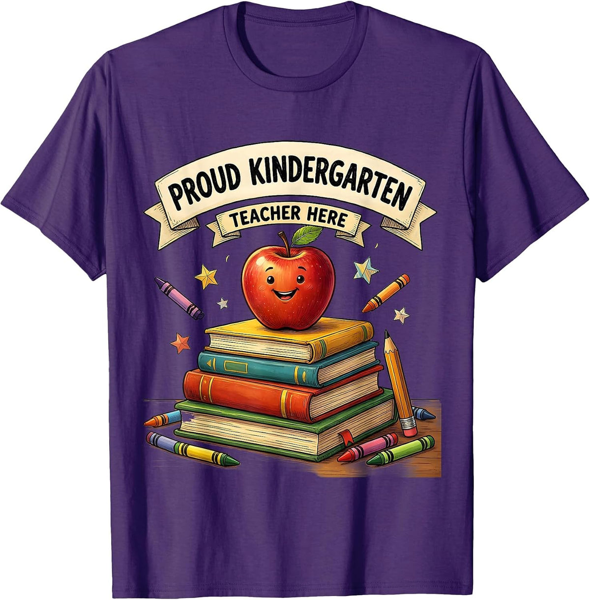 Proud Kindergarten Teacher Graphic Design T-Shirt - Purple