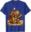 Tortoise on Sun-Cracked Earth Safari Design T-Shirt - Royal Blue
